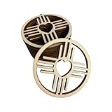 12 pieces New Mexico Zia Sun Symbol Round with 1.75" (overall height) Unfinished, Accepts Paint or Stain Globally Sustainable Wood 3mm Baltic Birch