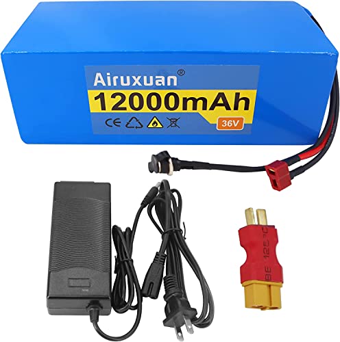Image of 36V 12Ah Electric Bike Battery 36V Lithium Battery with 2A Charger, T-Plug, XT60 Connector and BMS for 250-550W Electric Bicycles Motor