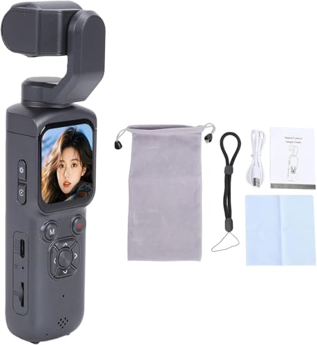 Image of BIGASUO 4K Pockets Vlogging Camera with WiFi, Handheld Video Camcorder with Audio & Video Recording, 330 Degree Rotating Lens, Loop Recording, 1.72 Inch Touchscreen, 64MP Photos (1395) (Black, B22)