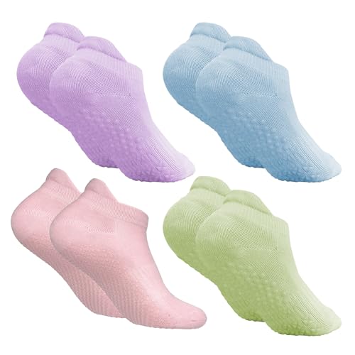 Image of Women Non Slip Grip Ankle Socks with Anti-Skid Soles Cushioned for Elderly, Yoga, Pilates, Ballet, Hospital, Home, Walking