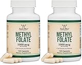 Methylfolate 1,000mcg, 120 Capsules (Third Party Tested Methyl Folate Supplement) Methylated Folate is a More Active Form of Folate Than Folic Acid (Non-GMO, Vegan Safe) by Double Wood (Pack of 2)