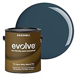 EVOLVE Interior Paint & Primer, Eggshell (Deep Blue), 1 Gallon – One-Coat Coverage, Excellent Hide, Low VOC, Low Odor, Washable Paint for Walls, Doors & Trim