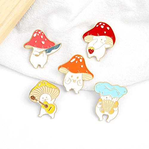 image for COLORFUL BLING 5 Pcs Enamel Cute Mushroom Pin Brooches Lapel Badge Car
