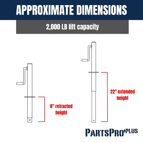 PARTSPRO+PLUS 7950497-TT Black 14" Lift Top Wind A-Frame Trailer Jack - 2,000 lb. Capacity