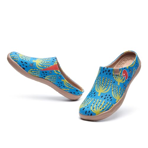 Image of UIN Slipper Woman Travel Art Painted Shoes Wide Toe Casual Home Slip On Mules Malaga