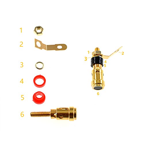 6 conectores de poste para altavoz chapados en oro, pack miniatura 3