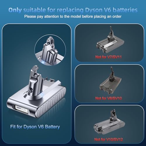 Image of Upgraded 8000mAh 21.6V Replacement for Dyson V6 Battery 6 Cells LCD Display Compatible with V6 Animal V6 Absolute Motorhead VTC4 SV03 SV04 SV05 SV06 SV07 SV09 DC58 DC59 DC61 DC62 DC72 Handheld Vacuum