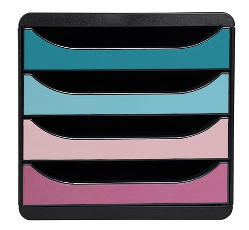 Exacompta - Réf. 310606D - Module de classement, de rangement BIG-BOX Skandi - Caisson 4 tiroirs pour document A4+ - Dimensions extérieures : Profondeur 34,7...