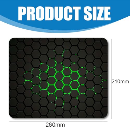 WeddHuis 1 Stück Gaming Mauspad Anti-Rutsch genäht Rand für alle Maustypen (26x21 cm) (Schwarz Grün)