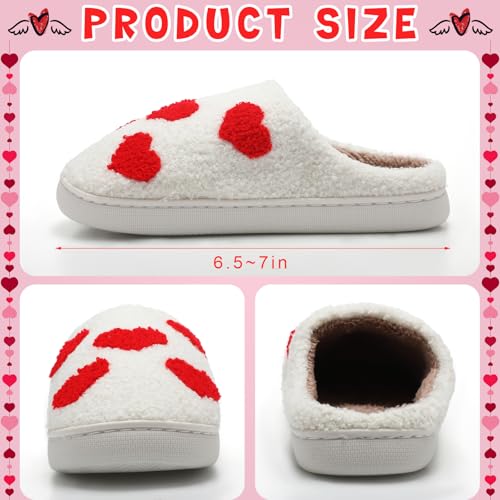 Valentines Heart Slippers for Women Valentines Plush Non Skid House Slippers for Galentine's day2