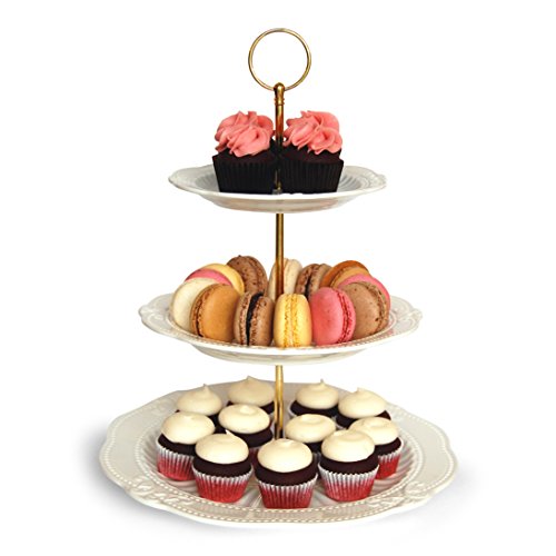 Victoria Interchangeable 2 Or 3 Tier Cake Cupcake Dessert Display Stand - Perfect For Entertaining - Elegant Serving Plate/Platter Includes Silver And Gold Hardware #TOP1