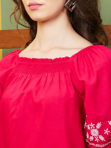 Image of Globus Women Square Neck Floral Print Strappy Peplum Fusion Tunic