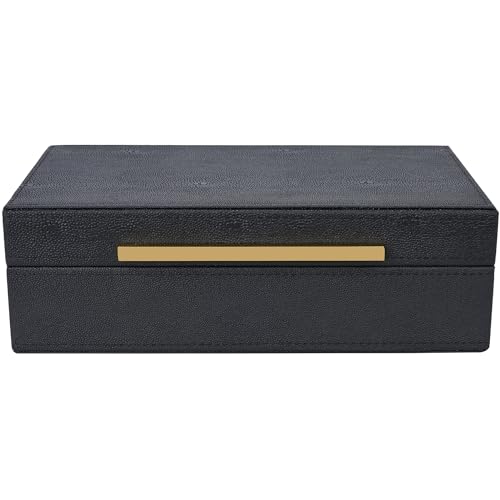 Cajas, XIGEXIGE - Caja pequeña de Shagreen negra de piel sintética, caja decorativa de almacenamiento de recuerdos y memoria, con tapas, para decoración moderna del...