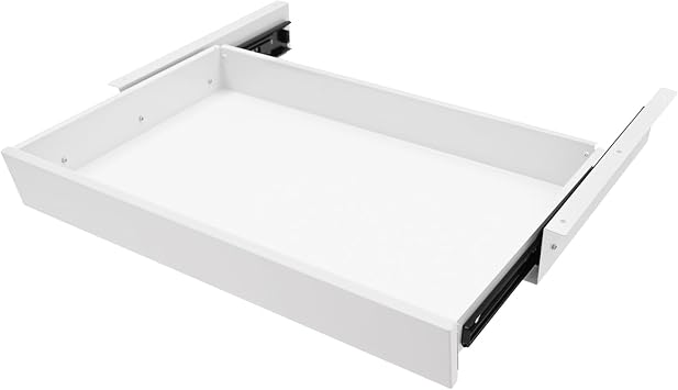 Under Desk Pull-Out Drawer, Under Desk Drawer Storage Organizer for Standing Desks Mounted Sliding Metal Drawers Under Desk Laptop Drawer for Home, Office White
