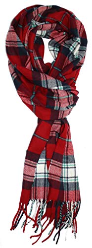 Ted and Jack - Ted's Classic Cashmere Feel Checkered or Plaid Scarf (Red Flannel)