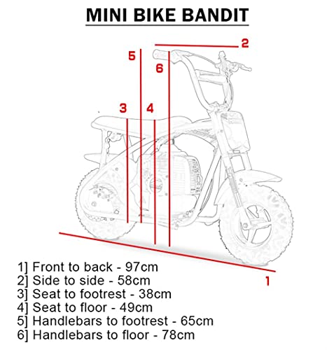 Mototec MT-MB-52CC-BANDIT_RED Bandit 52Cc 2-Stroke Kids Gas Mini Bike Red thumb #6