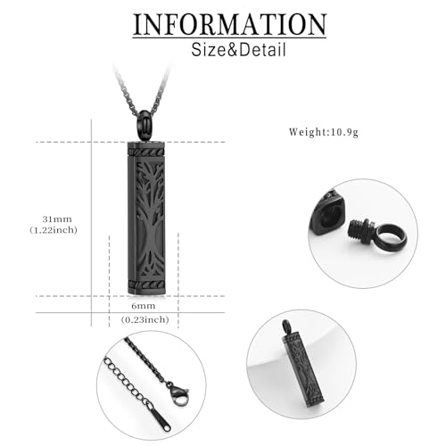 Imrsanl Tree of Life Urn Necklace for Men Women Bar Cremation Jewelry for Ashes Keepsake Ashes Necklace Pendent2