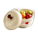 - und -Waschmaschine, handgekröpfte Reinigung, Küchenhelfer, doppellagige Obstwaschschüssel, -Waschschüssel mit Sieb für Salat, Beeren, Zuhause, Küche, Camping, Picknick