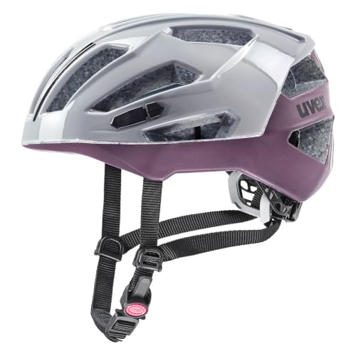 uvex Gravel X - Casque Performance sûr pour Hommes et Femmes - Réglage de la Taille Individuel - Ventilation Optimisée - Rhino - Plum - 52-57 cm