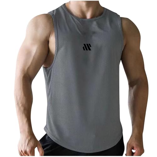 POIUIYQA Camiseta de Tirantes para Fitness de Hombre/Ropa Funcional de Secado rápido para Hombres - Camiseta de Tirantes para Hombres, Apta para Culturismo y Entrenamiento