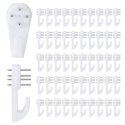 Image of ElevateTech 50 Pcs Non-Mark No Damage Wall Hangers Picture Hangings Kit Hook Concrete Non-Trace Hanging Kit Invisible Nail Wall Hangers for Hanging Picture Tapestry Clocks and More Heavy Duty