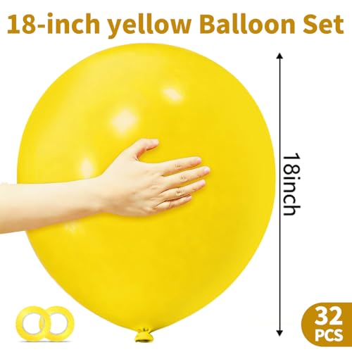 Image of 32Pcs Yellow Big Balloons 18 Inch, Round Large Latex Party Balloons for Birthday Wedding Decorations. (yellow)