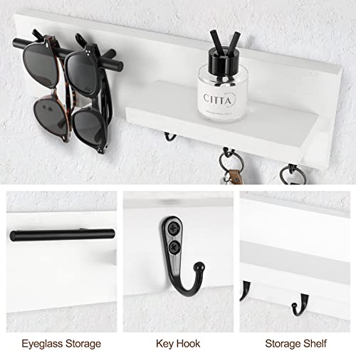 Lucundm LM-BS001 Key Holder For Wall, Decorative Entryway Shelf With Hooks Holds Keys, Dog Leash, Sunglasses thumb #2