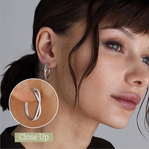 Gilded 1/4 Carat Total Weight Lab-Grown Diamond Fashion Hoop Earrings for Women in 925 Sterling Silver and 14KT Gold Plated Sterling Silver | Hypoallergenic Fine Jewelry | SI1 Clarity, F Color3