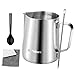 PHILORN Jarra de Leche de Acero Inoxidable 304 con Marca de Medición, Taza de Café de Mano - Gratis Lápiz Artístico de Leche, Paño de Cocina y Cuchara (600ml)