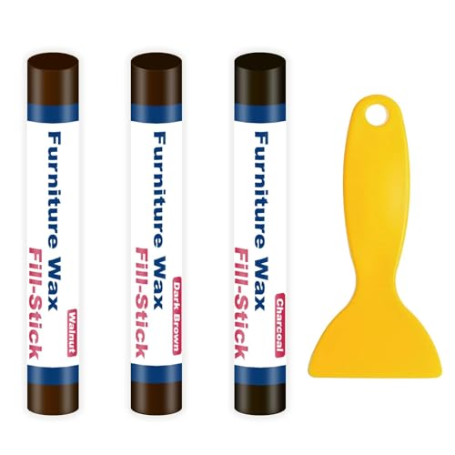 Image of Wood Filler Sticks Kit, 3 Shades of Brown Quick Fix Sticks for Wood Repair, Wax Putty Stick Fill Stisks Repair for Scratches, Crack, Scuffs, Gouge on Cabinets, Tables, and Doors