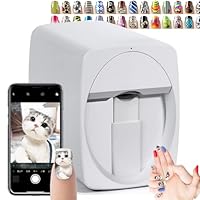 Nail Art Printer, 3D Smart Automatic Nail Printer Machine, Support WiFi/DIY/Usb, Multifunction Portable Mobile Nail Painting Machine for Kid/Nail Studio/Manicurist/Nail Lovers,White
