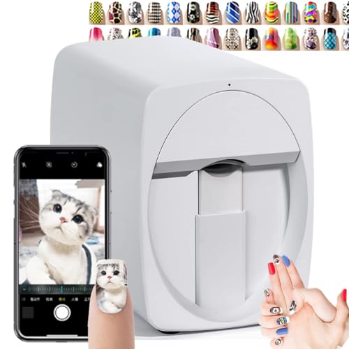 Nail Art Printer, 3D Smart Automatic Nail Printer Machine, Support WiFi/DIY/Usb, Multifunction Portable Mobile Nail Painting Machine for Kid/Nail Studio/Manicurist/Nail Lovers,White