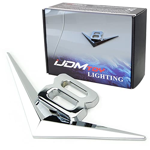 Image of iJDMTOY Vintage Style 3D Chrome Alloy Metal V8 Emblem Compatible with Grille Hood Trunk Fender Side Door, etc