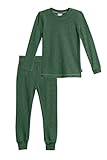 City Threads Baby Boys Thermal Underwear Set Perfect for Sensitive Skin SPD Sensory Friendly Base Layer Thermal Wear Cotton Ski Clothing for Kids Comfortable Ultra Soft, Forest Green- 18/24M