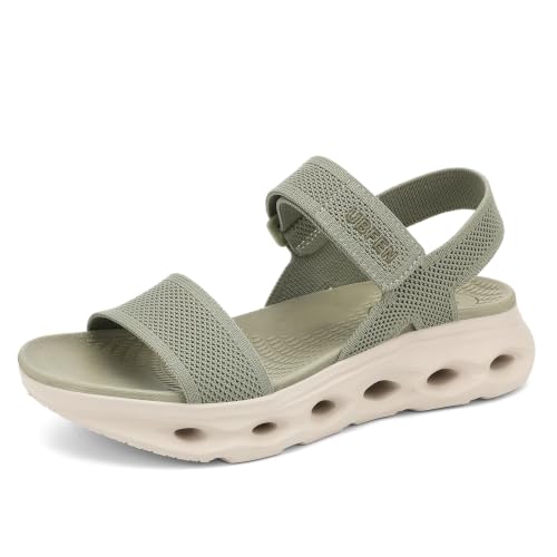 Image of UBFEN Womens Comfortable Walking Sandals with Cushioned Sole | Non-Slip Rocker Bottom, Arch Support, Adjustable Straps, Lightweight Water Sport Platform Summer
