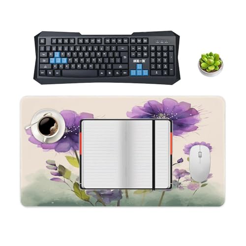 Tapis d'écriture grand format antidérapant avec motif violet aquarelle
