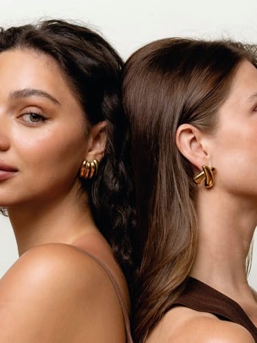 Ridged Dome Statement Earrings – Modern Gold-Tone Jewelry for Women4