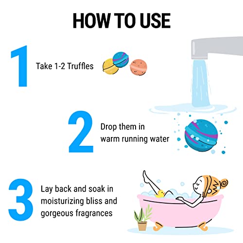 Fizz & Bubble Bath Truffles With Vitamin E, Avocado Oil, Epsom Salt, Witch Hazel & More - Bath Bomb Set - 9 Truffles - Cocktail #TOP4