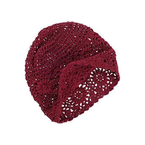 VGOL Gorro de Punto Hecho a Mano para Mujer de Algodón Borgoña Cover