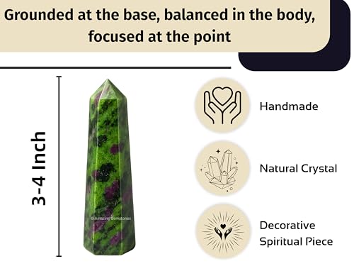 Image of Amazing Gemstone Ruby Zoisite Crystal Towers - Natural Healing Crystal Point Obelisk for Reiki Healing and Crystal Grid (3 inch to 4 inch INCH)