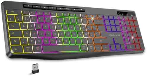 AD Advance - R Type, Clavier Sans Fil Silencieux Rechargeable, Touches Ergonomiques Rétroéclairées, Layout AZERTY Français, Autonomie Longue Durée, Connexion 2.4 Ghz, Compatible Windows, Mac, PC, Noir