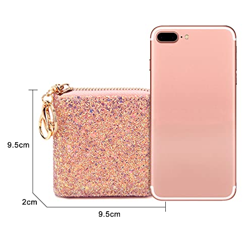 Geead Small Glitter Wallet For Women Girls Mini Coin Purse Pouches With Key Ring #TOP2