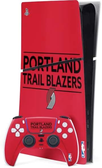 Skinit Decal Gaming Skin Compatible with PS5 Slim Digital Edition Bundle - Officially Licensed NBA Portland Trail Blazers Standard - Red Design