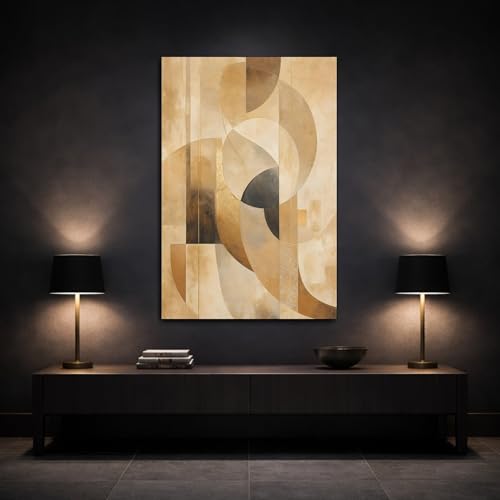 Tableau abstrait marron et or de qualité premium avec chassis de 3 cm - 3