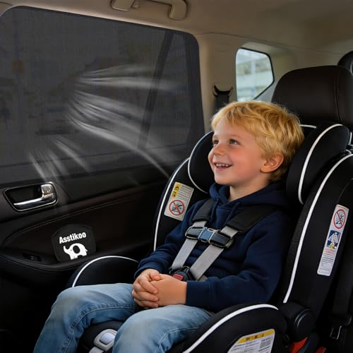 Asstikoo Sonnenschutz Auto,Sonnenschutz Auto Baby UV Schutz,Universal Sonnenblende Auto Netz für Kinder, für Seitenfenster Meshmaterial Schützt Mitfahrer, Kinder & Haustiere, 2 Stück