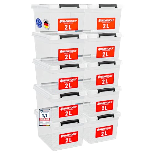 ATHLON TOOLS 10er Set 2l Aufbewahrungsbox mit Deckel klein - 100%...