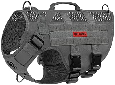 OneTigris Anti Zug Hundegeschirr Kleine Hunde, AIRE MESH Taktisches Geschirr mit 2 Griff & 3 D-Ringen, No Pull Hundegeschirr Mittelgroße Hunde, Atmungsaktiv Verstellbar Brustgeschi