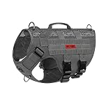 OneTigris AIRE Mesh Tactical Dog Harness,Summer Cool&Refreshing Mesh Design Service Dog Vest with Handle,Adjustable Suit for Walking Hiking Training(L,Grey)