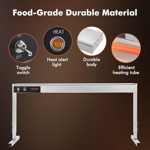 24-Inch Food Heat Lamp, 750W Commercial Food Warmer Hanging Overhead Infrared Strip Heater Catering Buffet Warmers Heat Lamp for Restaurant Parties Kitchen, 110V
