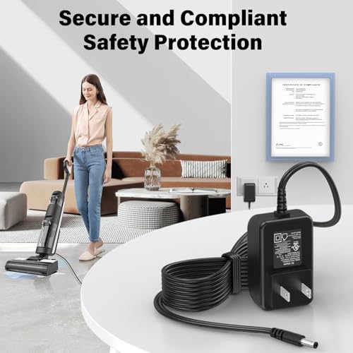 Image of 26V Charger for TINECO A10 A11 S3 S5 Cordless Stick Vacuum, Power Cord Adapter for TINECO iFLOOR 3 Series Wet Dry Cordless Vacuum Cleaner AC DC Power Adapter Supply, 6FT with UL Certified
